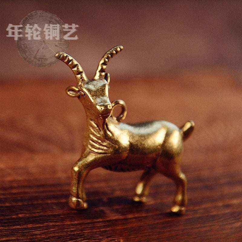 12 Zodiac Signs Animal Feng Shui Vintage Decoration Brass Stereoscopic Dragon Statue Wealth Prosperity Chinese Style Pendant Goat