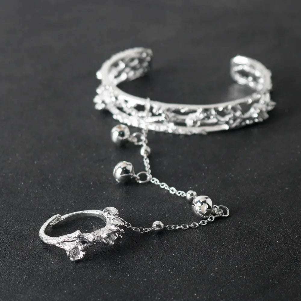 TGCF Hua Cheng & Xie Lian Cosplay Bracelet – Bell Ring Bangle & Adjustable Finger Ring Gift