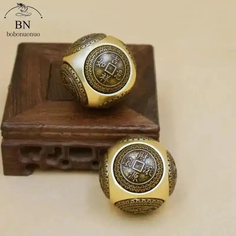Six Faced Feng Shui Lucky Money Spinner Copper Stress Relief Toy for Adults