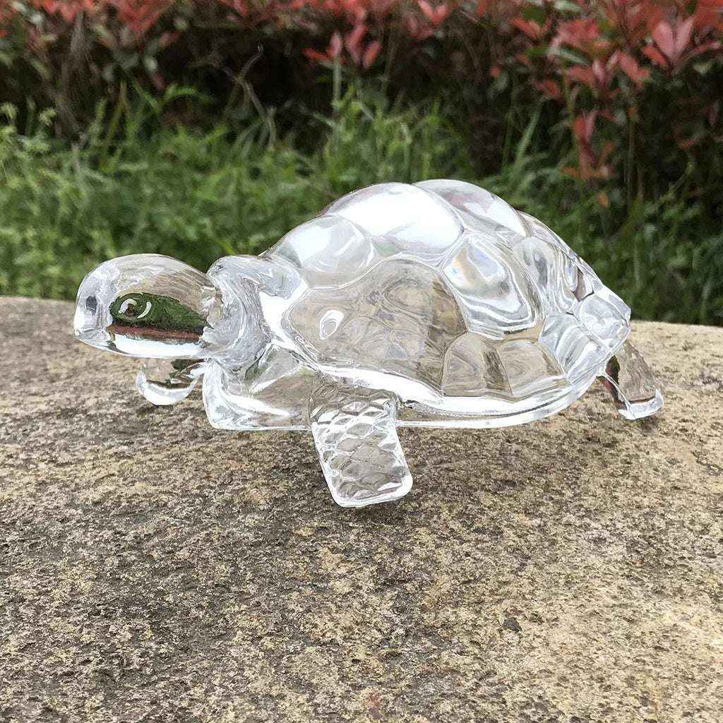 Miniature Tortoise Statue Feng Shui Lucky Charm Crystal Turtle Figurine Home Office Decoration