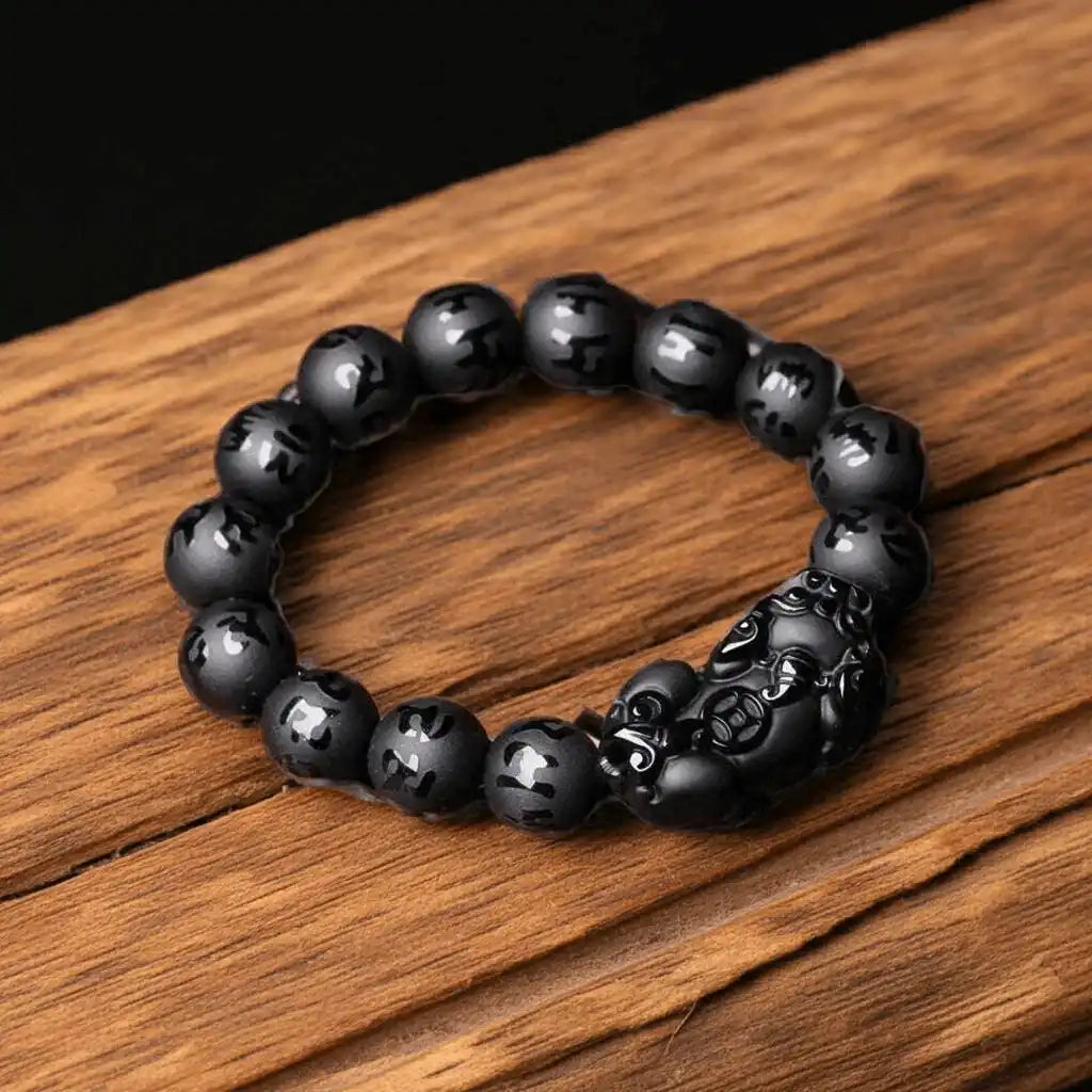 Feng Shui Jewelry Obsidian Pixiu Bracelet Lucky Amulet Gift