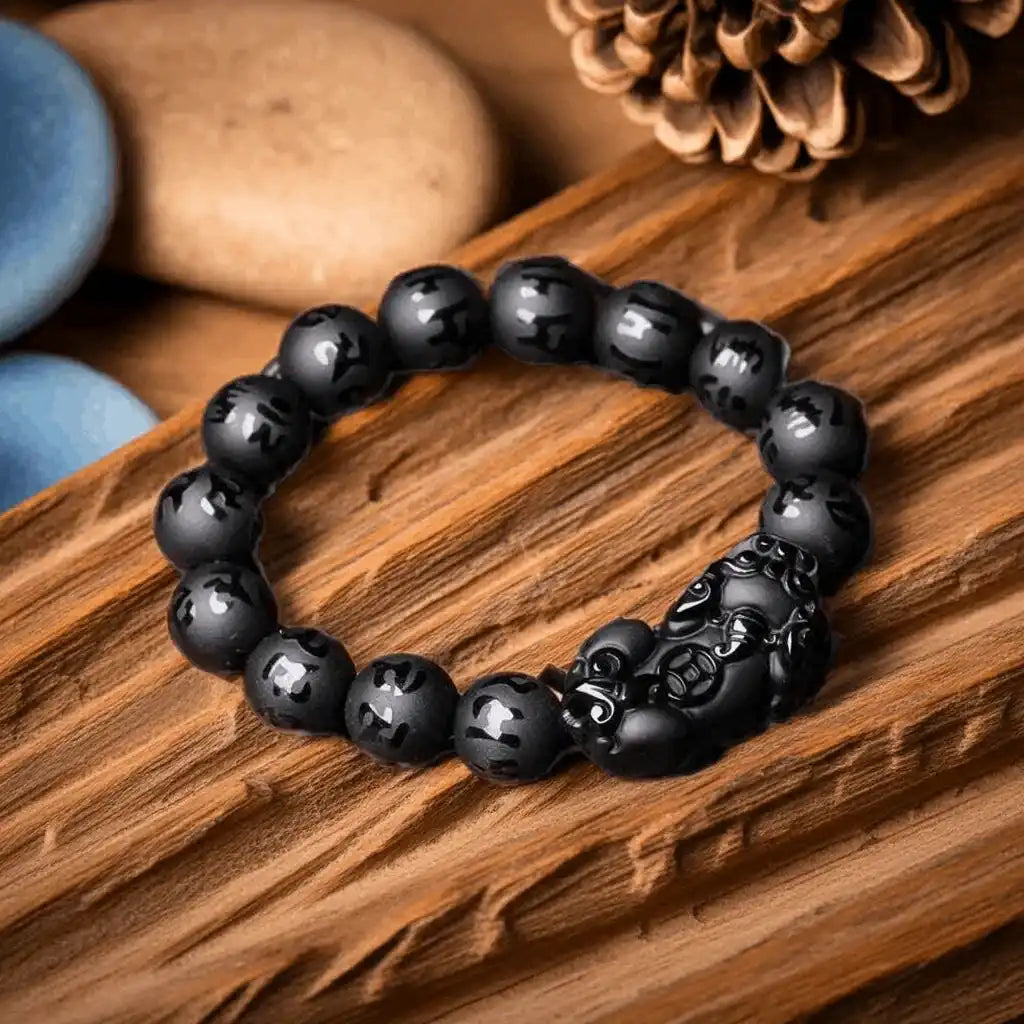 Feng Shui Jewelry Obsidian Pixiu Bracelet Lucky Amulet Gift