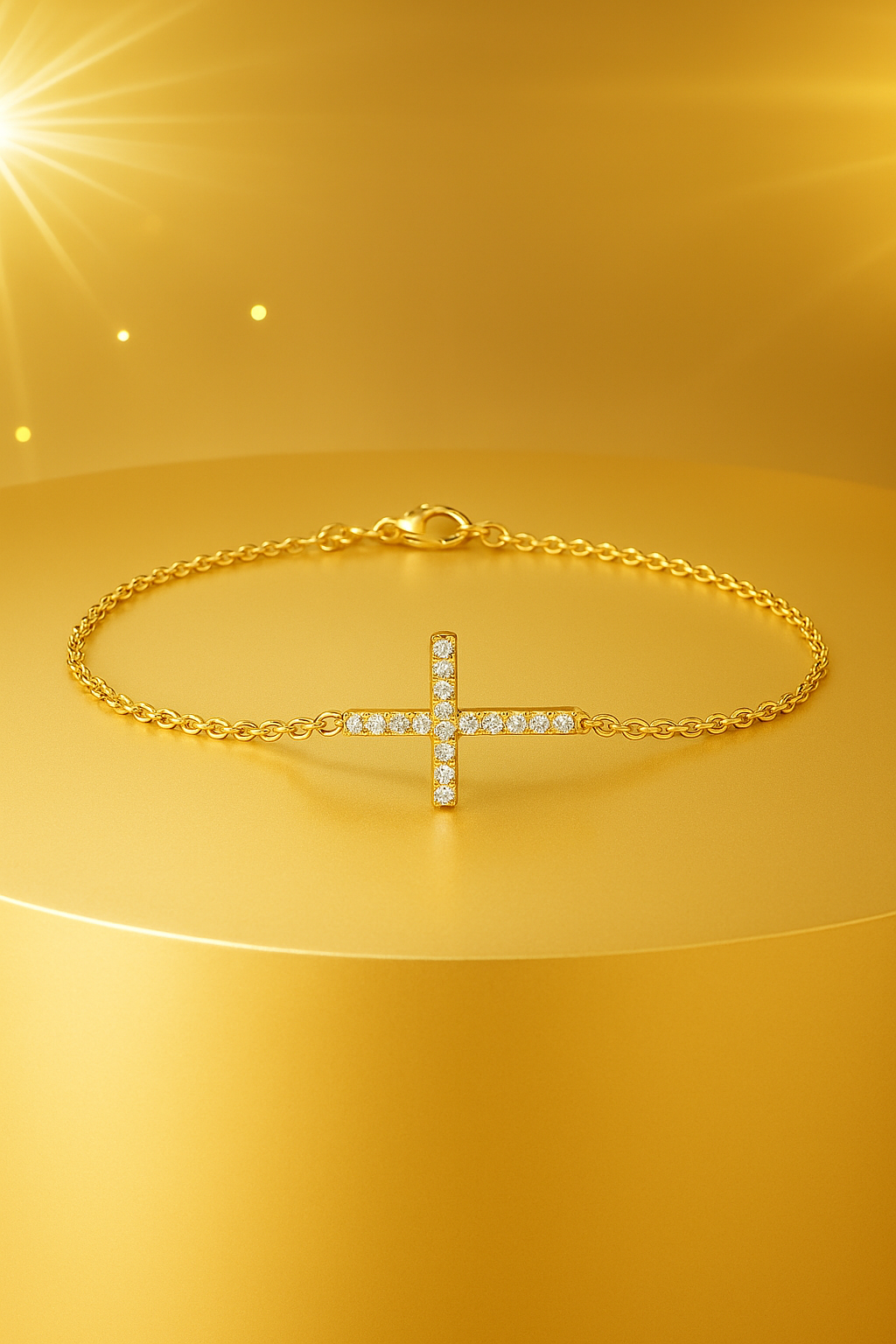 Designer Crystal Bracelet for Women Benefits: Protection & Good Luck – Gold Plated Cross Stainless Steel Fashion Jewelry
