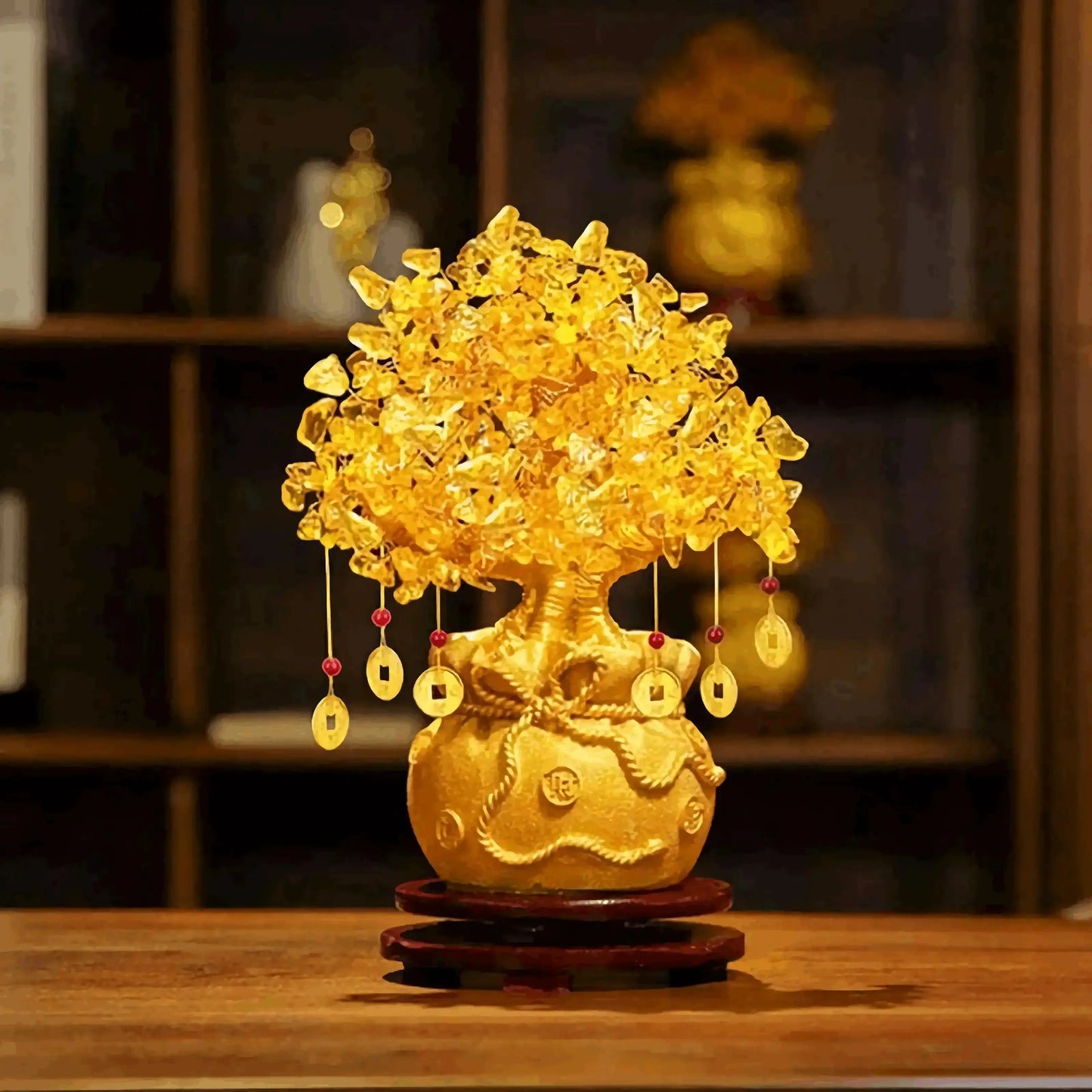 Lucky Money Tree Feng Shui Wealth Resin Bonsai Ornament Natural Craft Decoration