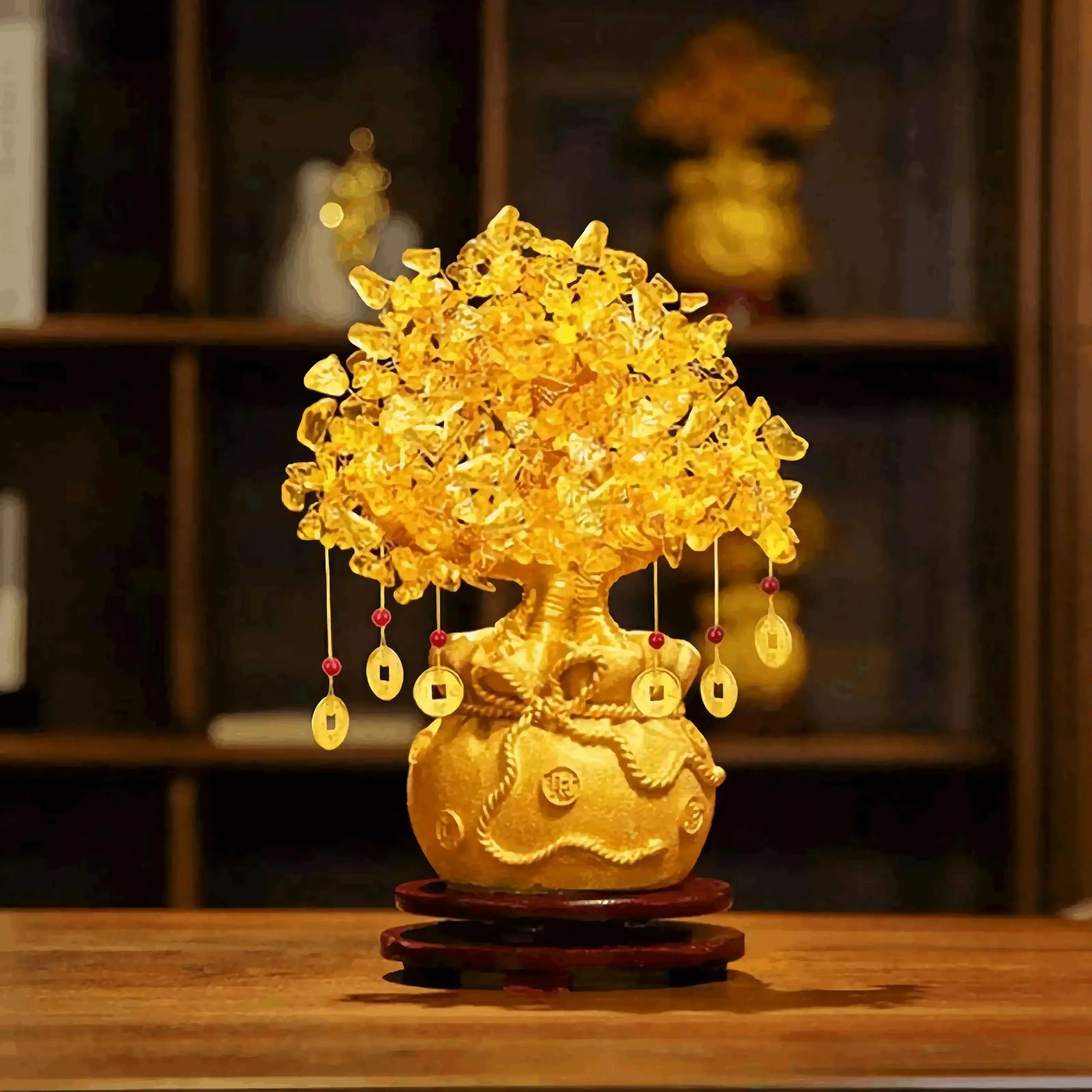 Lucky Money Tree Feng Shui Wealth Resin Bonsai Ornament Natural Craft Decoration
