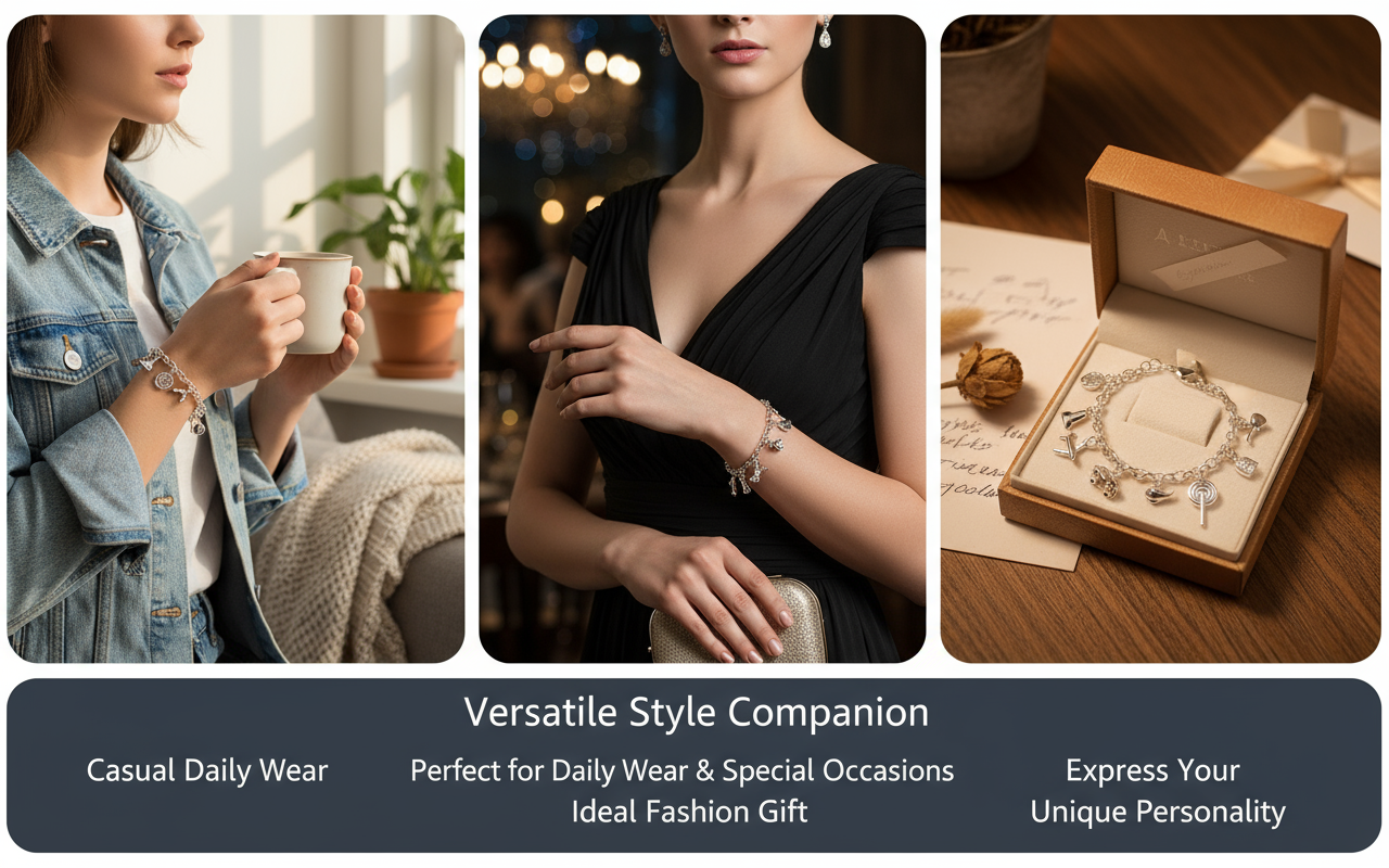 Pretty Bracelets 925 Sterling Silver AAA Zircon Crystal Bracelets 12 Pendants Charms Bangles For Woman New Fine Jewelry