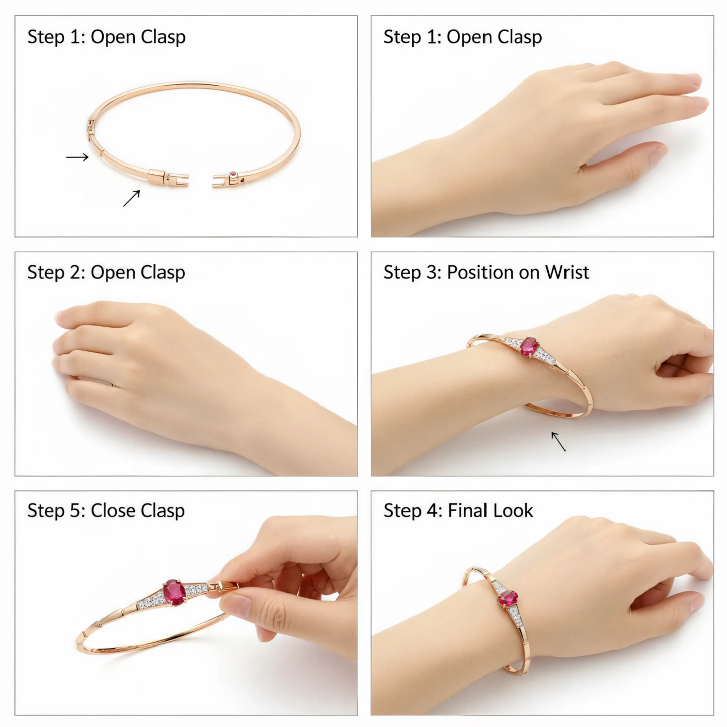 585 purple gold plated 14K rose gold inlaid crystal ruby bracelet for women charm light luxury wedding party fashion jewelry