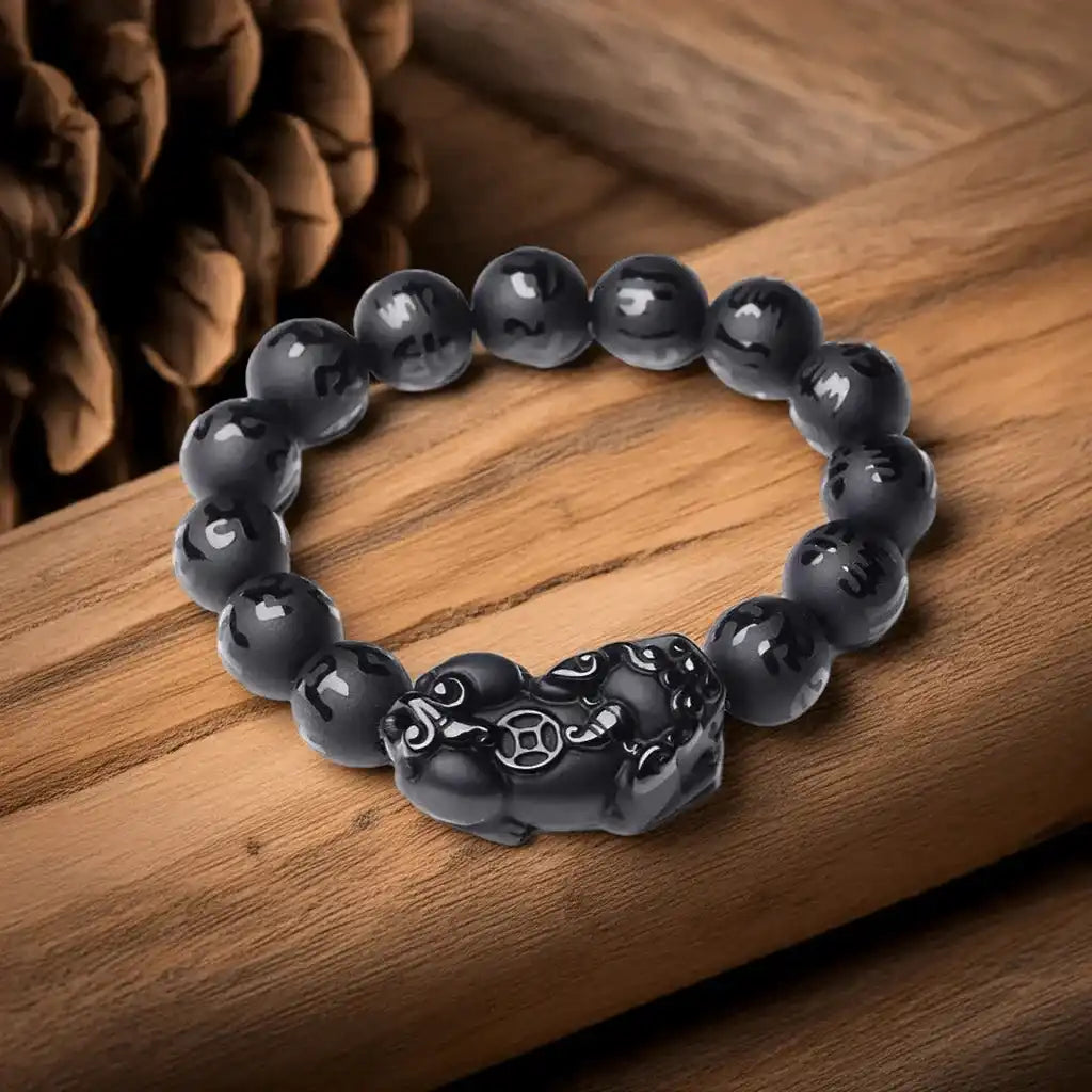 Feng Shui Jewelry Obsidian Pixiu Bracelet Lucky Amulet Gift