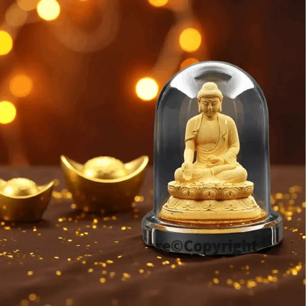 Efficacious Gold Buddha Statue - Omnipotent Feng Shui Buddha for Home, Office & Car Decor - Thailand Buddhist Gilded Statue for Prosperity, Protection & Good Fortune