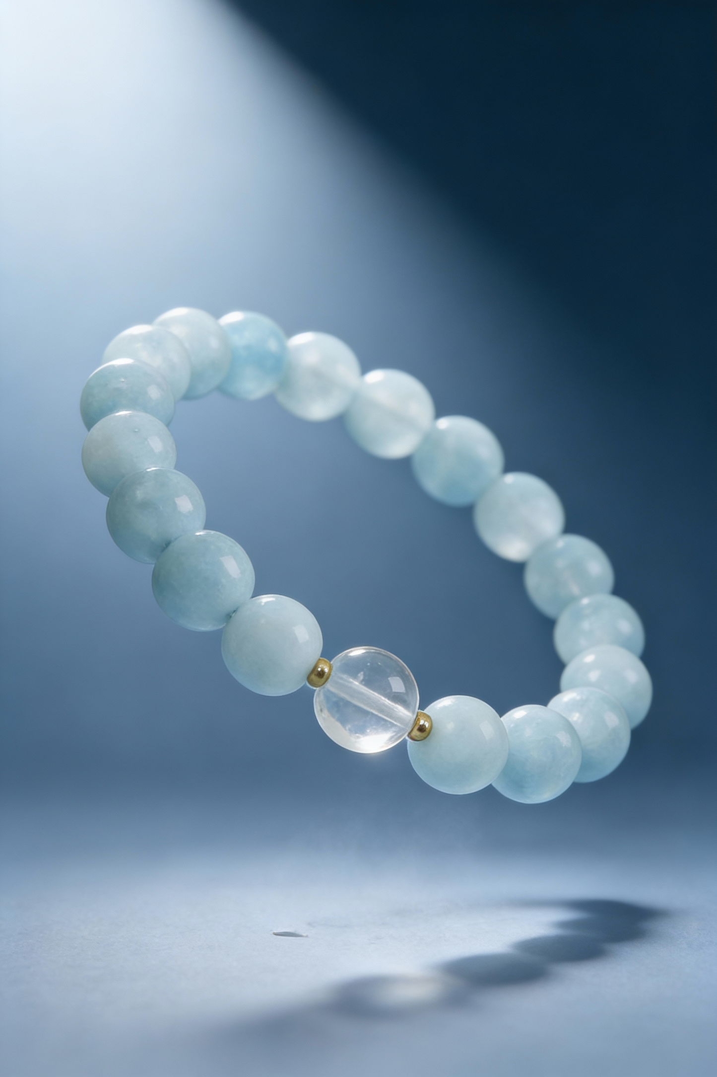 Women’s Classic Blue Beaded Bracelet – Aquamarine-Tone Stone Jewelry