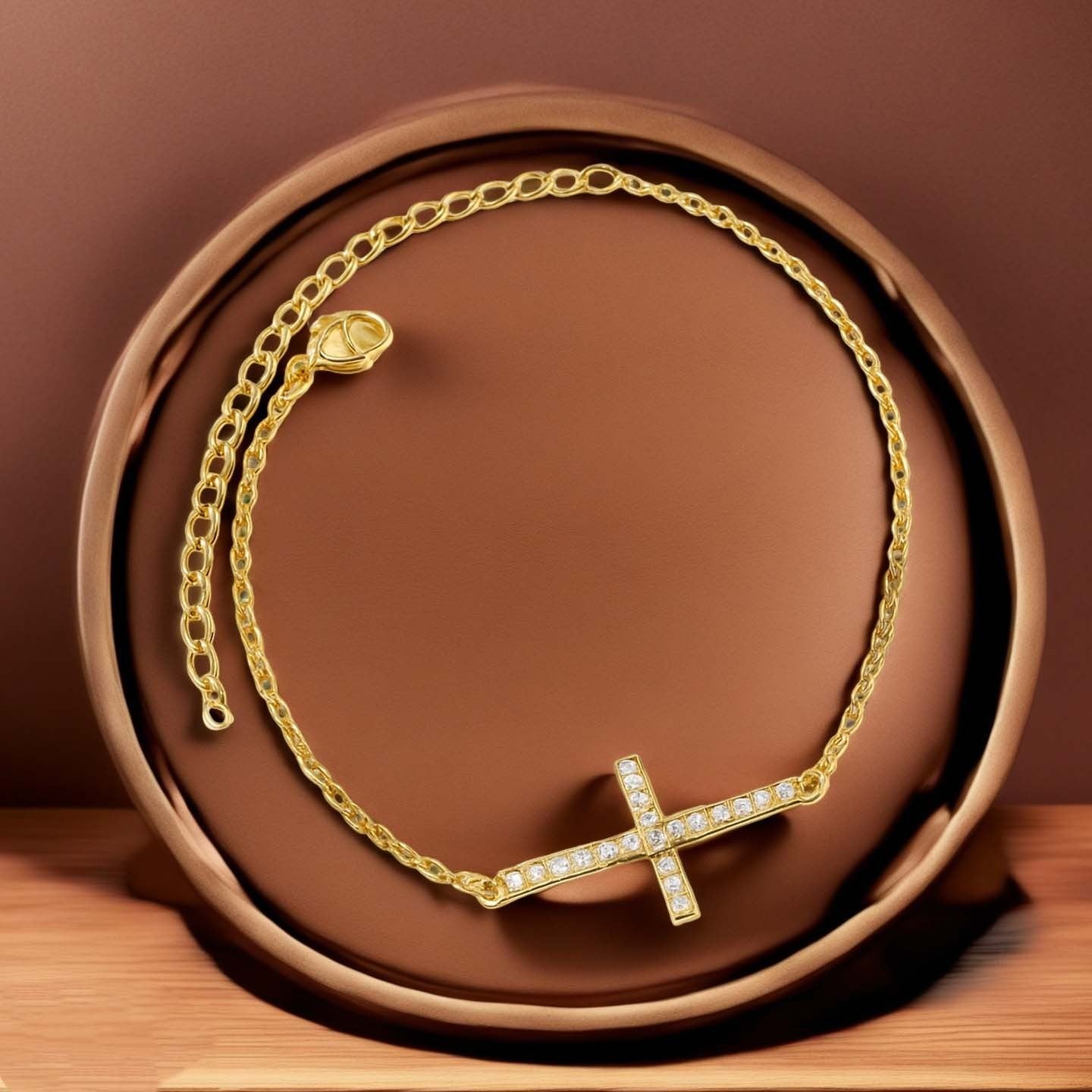 Designer Crystal Bracelet for Women Benefits: Protection & Good Luck – Gold Plated Cross Stainless Steel Fashion Jewelry