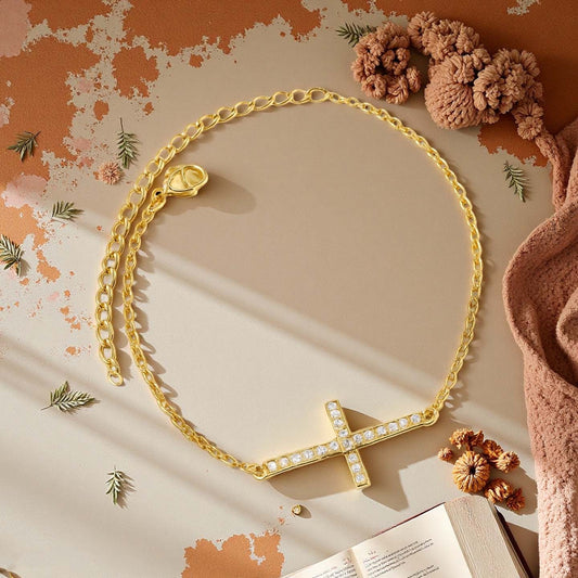 Designer Crystal Bracelet for Women Benefits: Protection & Good Luck – Gold Plated Cross Stainless Steel Fashion Jewelry