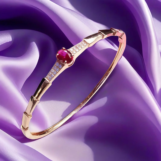 585 purple gold plated 14K rose gold inlaid crystal ruby bracelet for women charm light luxury wedding party fashion jewelry