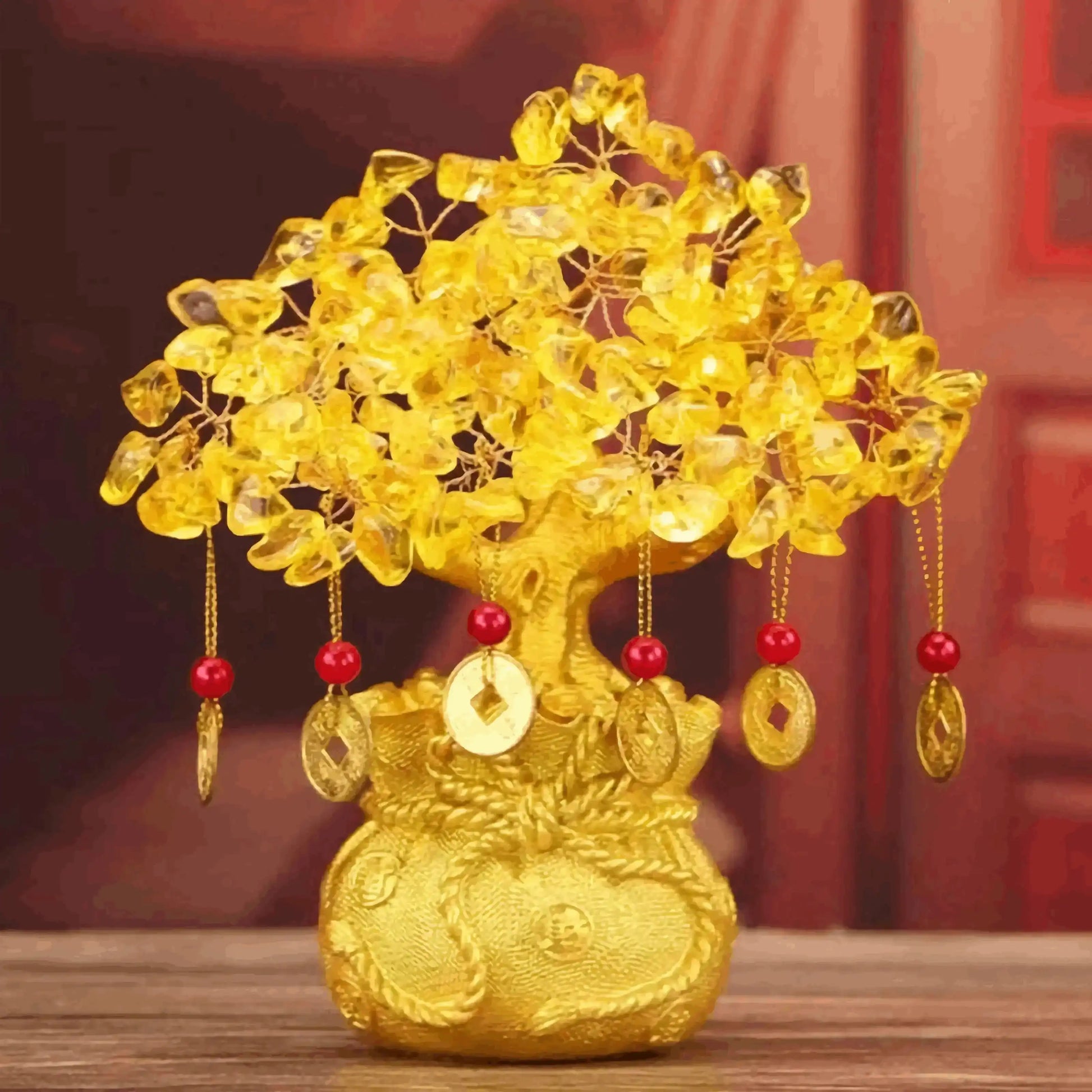 Lucky Money Tree Feng Shui Wealth Resin Bonsai Ornament Natural Craft Decoration