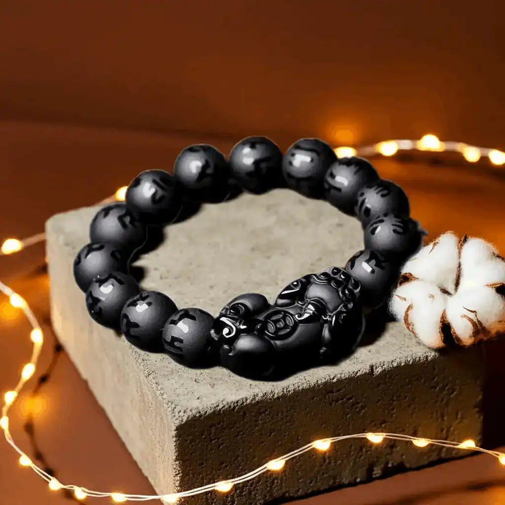 Feng Shui Jewelry Obsidian Pixiu Bracelet Lucky Amulet Gift