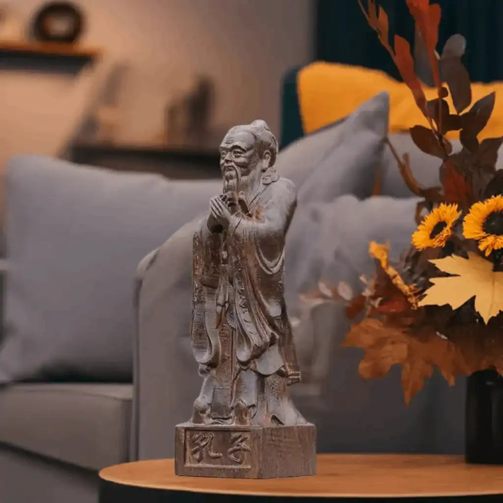 Agarwood Confucius Statue – Hand-Carved Feng Shui Wood Decor for Home, Office, or Teacher’s Day Gift – Enhances Learning and Inspires Wisdom