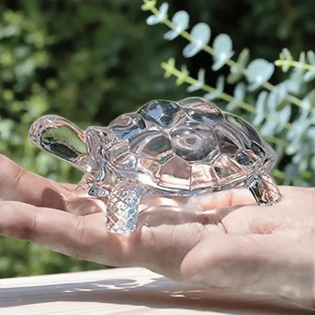 Miniature Tortoise Statue Feng Shui Lucky Charm Crystal Turtle Figurine Home Office Decoration