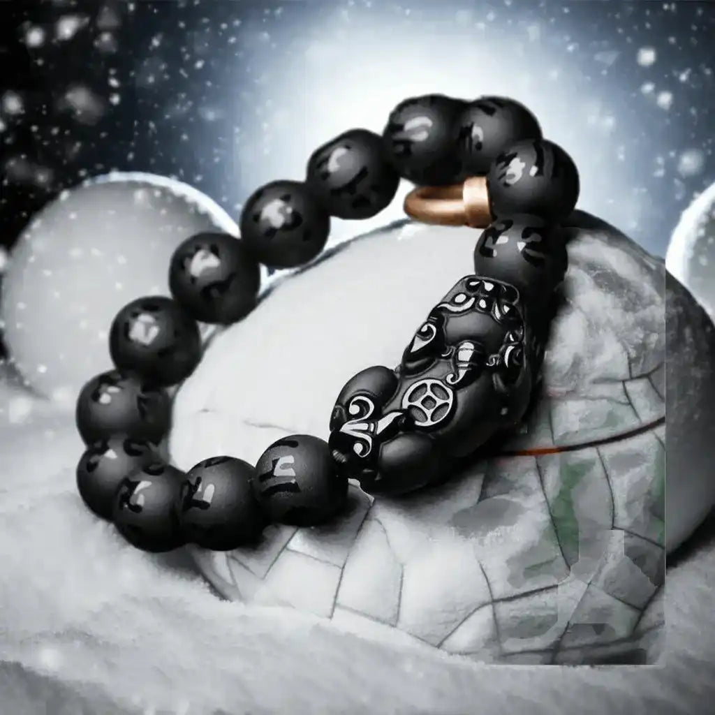 Feng Shui Jewelry Obsidian Pixiu Bracelet Lucky Amulet Gift